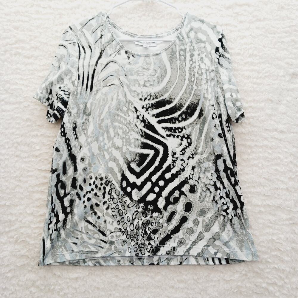 T-Shirt Women Black White Abstract Cute Goth Y2K Festivalcore Maximalist Size L